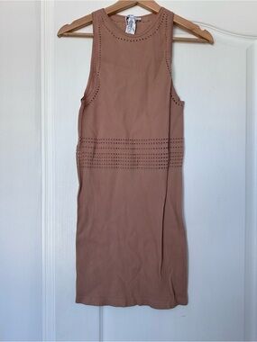 Zara Mauve Brown Sleeveless Ribbed Midi Dress